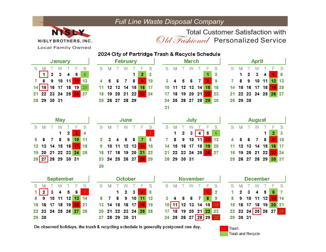 2024 Partridge Calendar