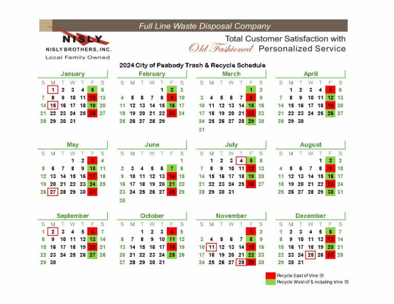 Schedule for Trash Service in Peabody, KS Nisly Brothers