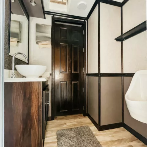 premium luxury portable restroom trailer for rent for events near hutchinson kansas