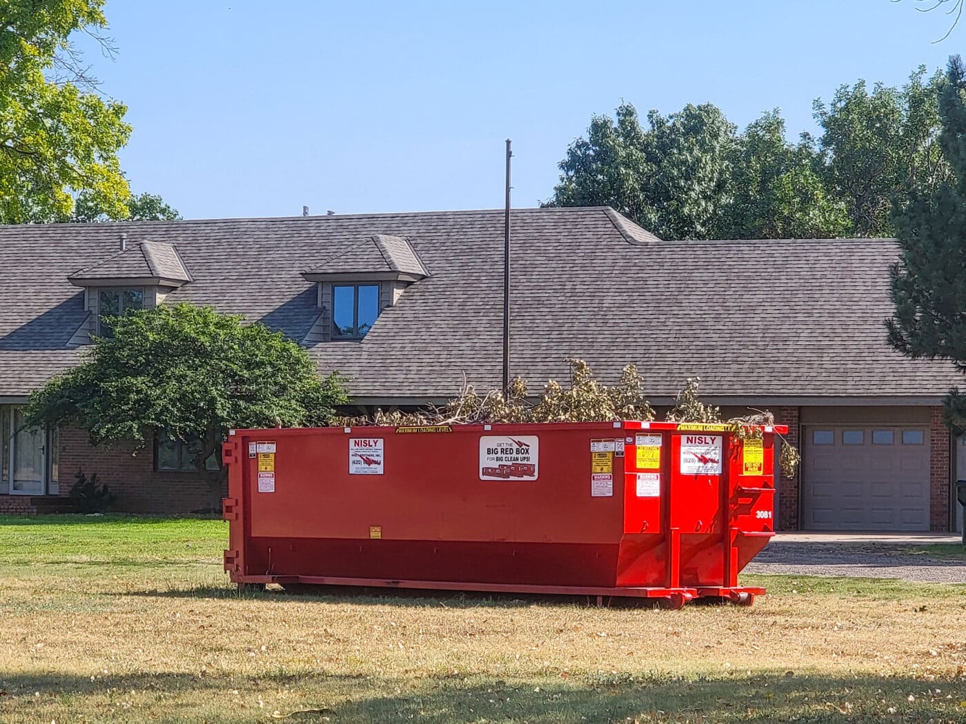 30 yard roll off dumpster for brush cleanup in Hutchinson, Kansas