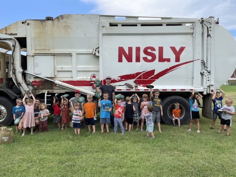 Children at touch a truck event with Nisly frisbees